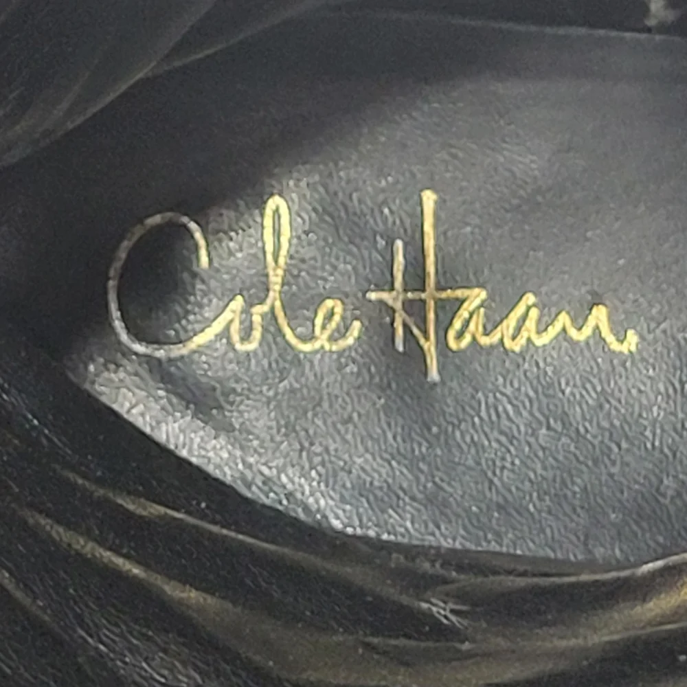 COLE HAAN Black Leather Riding Knee Boots